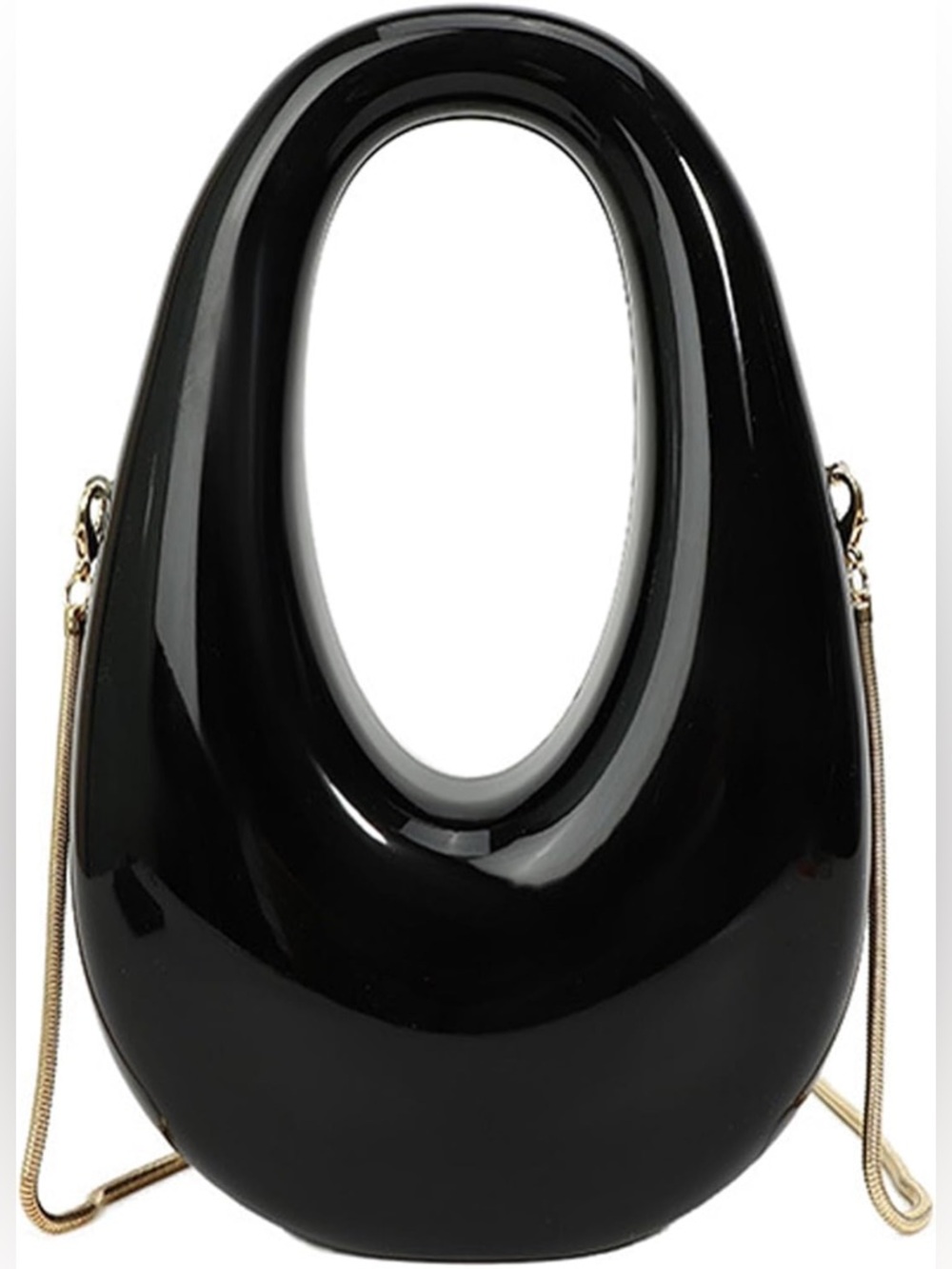 Luxe Sculpted Glossy Black Mini Clutch – Statement Evening Bag - Picture 4 of 6